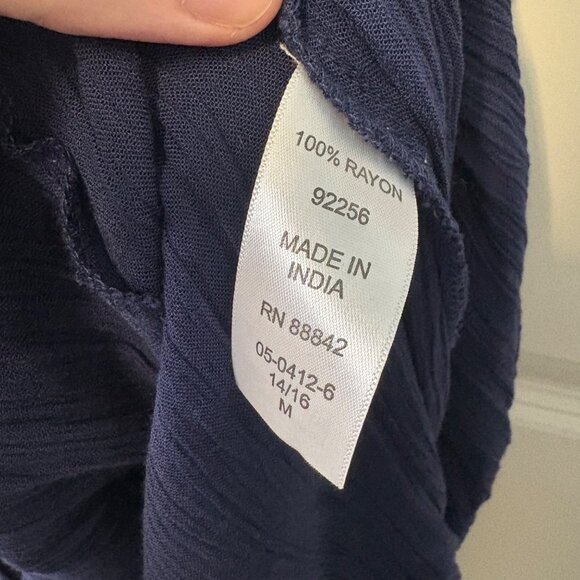 NWT Woman Within Crinkle Cotton Navy Blue Maxi Length Dress Coverup Size 14/16 - Picture 9 of 9